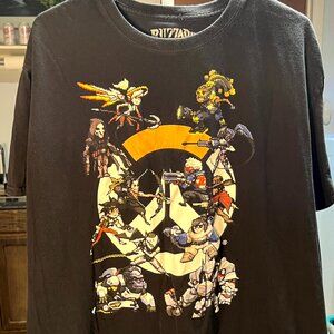 Blizzard Overwatch 100% Cotton Black Pixel-Style Graphic Print Tee T-Shirt SZ 2X